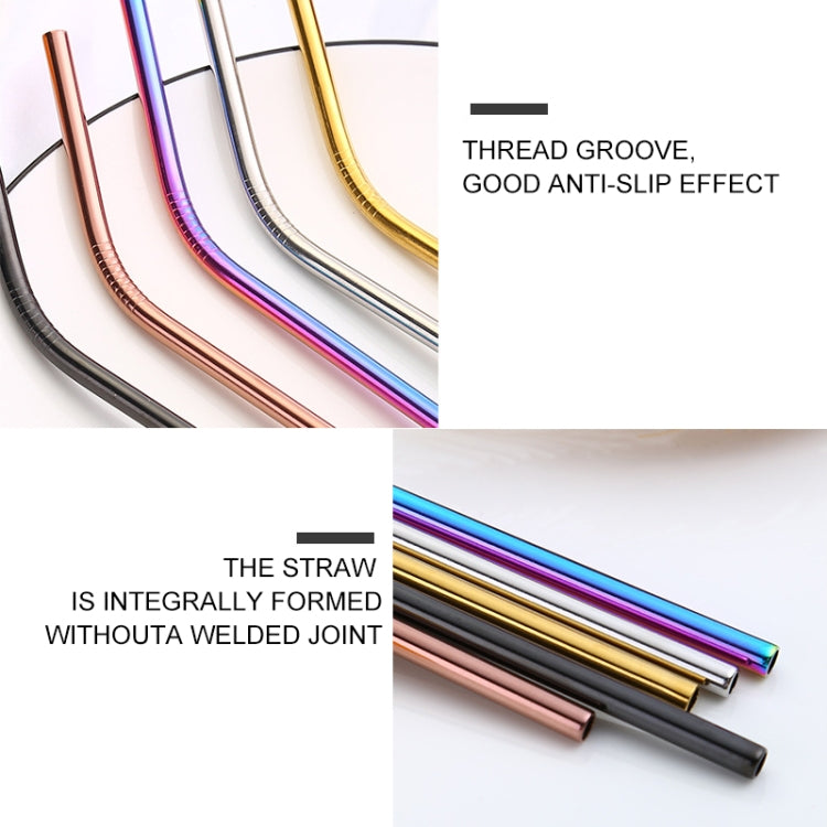 4pcs Reusable Stainless Steel Drinking Straw + Cleaner Brush Set Kit, 215*6mm, 215*6mm (Combination)
