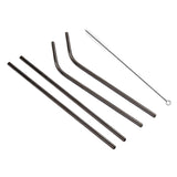 4pcs Reusable Stainless Steel Drinking Straw + Cleaner Brush Set Kit,  215*8mm, 215*8mm (Combination)