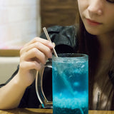 5pcs Reusable Stainless Steel Bent Drinking Straw + Cleaner Brush Set Kit, 266*6mm, 266*6mm (Bent)