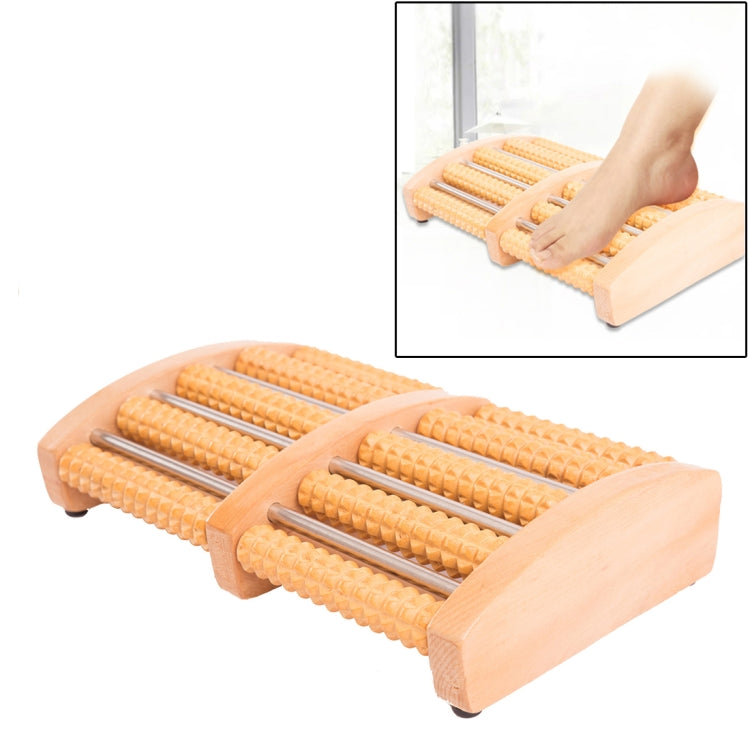 Thickened Large Non-slip Five-row Solid Wood Roller Foot Massager Default Title