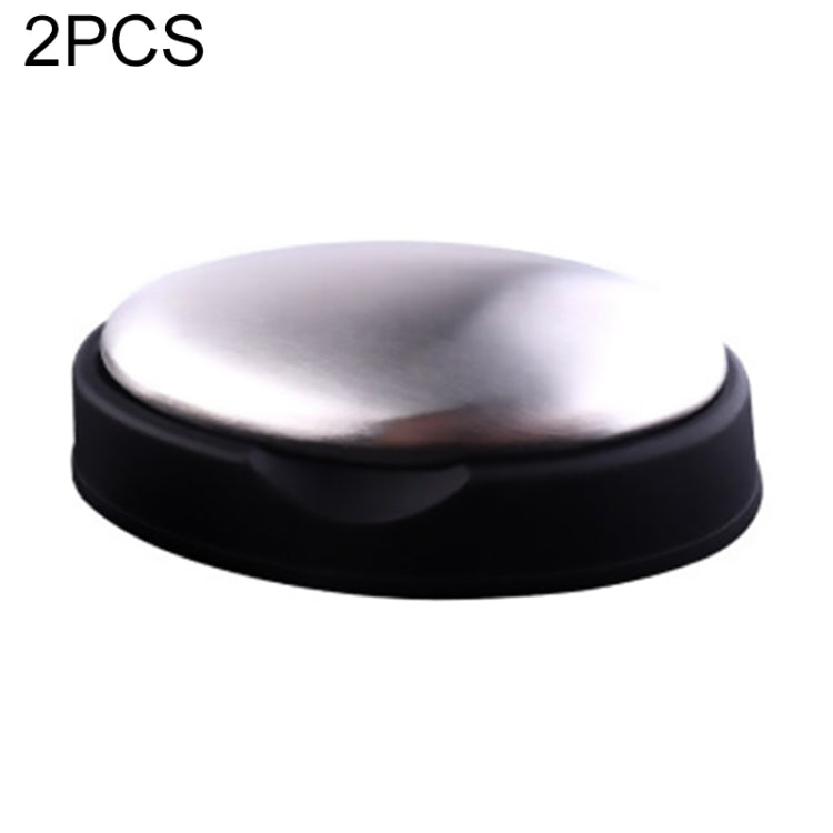 2 PCS Portable Cleaning Stainless Steel Oval Hand Soap Eliminating Odour Remover with Base, Random Style Delivery, Oval with Base Oval with Base