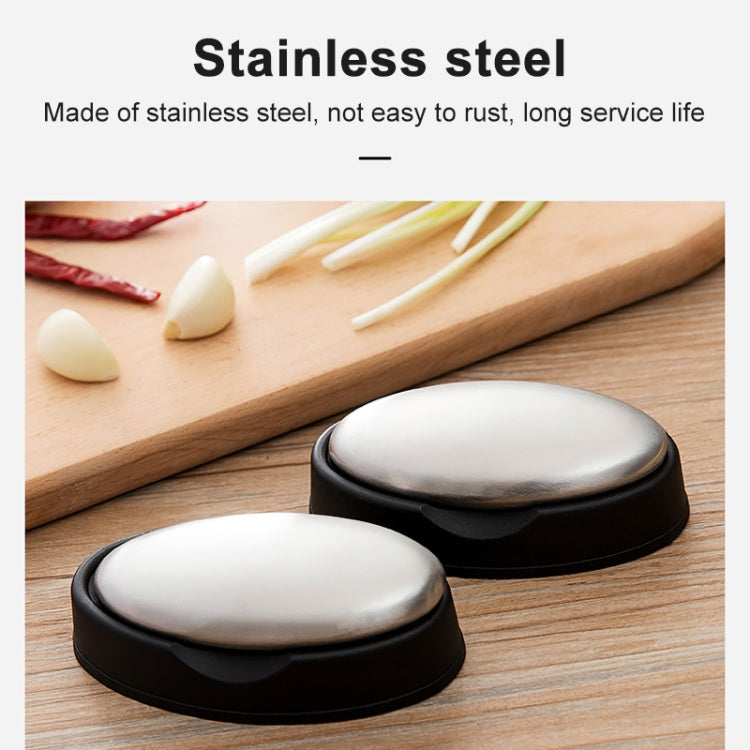 2 PCS Portable Cleaning Stainless Steel Oval Hand Soap Eliminating Odour Remover with Base, Random Style Delivery, Oval with Base