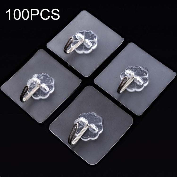 100 PCS Kitchen Bathroom Wall Hanging Transparent Non-marking Glue Hook, Non-marking Glue Hook Non-marking Glue Hook