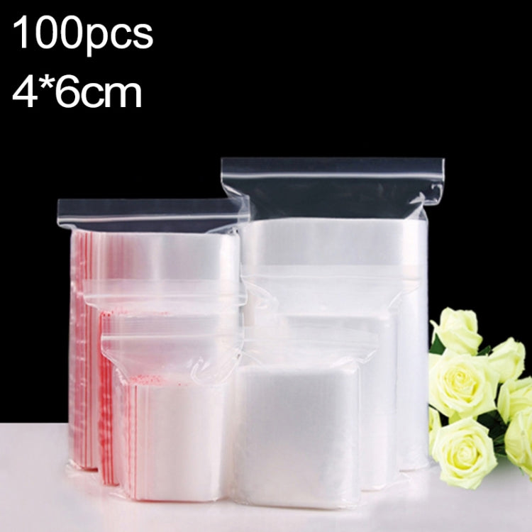 100pcs/pack PE Self Sealing Clear Zip Lock Packaging Bag, 4cm x 6cm, Custom Printing and Size are welcome, 4*6cm 4*6cm