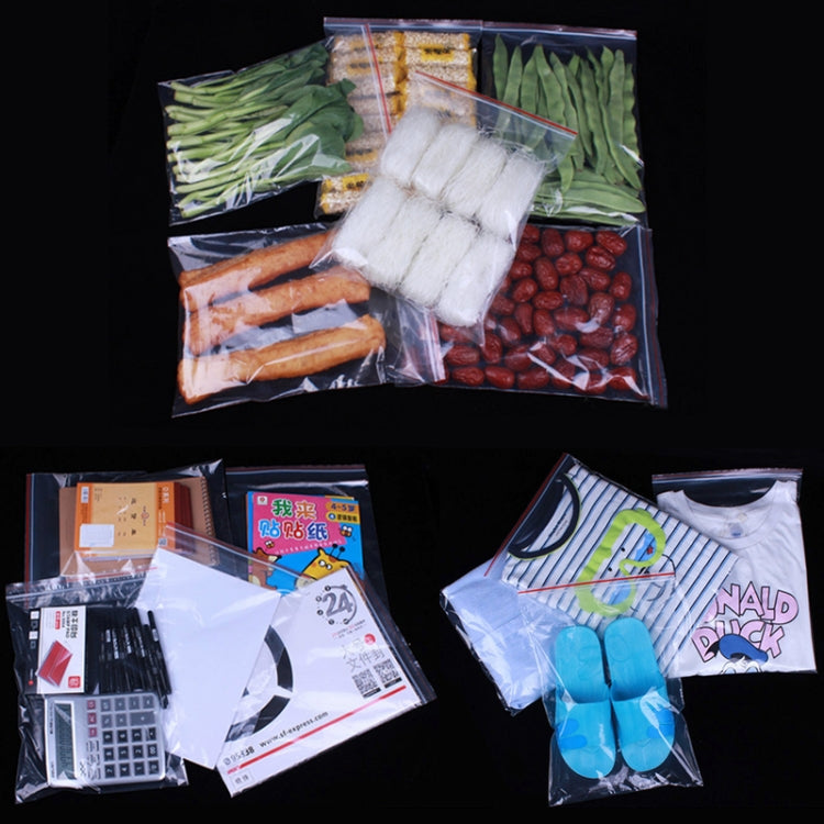 100pcs/pack PE Self Sealing Clear Zip Lock Packaging Bag, 18cm x 26cm, Custom Printing and Size are welcome, 18*26cm