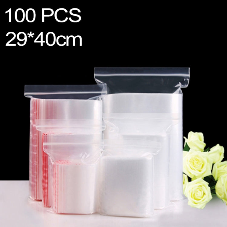 100pcs/Pack PE Self Sealing Clear Zip Lock Packaging Bag, 29cm x 40cm, Custom Printing and Size are welcome, 29*40cm 29*40cm