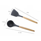 kn020 9 in 1 B Version Wooden Handle Silicone Non-stick Spatula Spoon Kitchen Tool Set, B Version