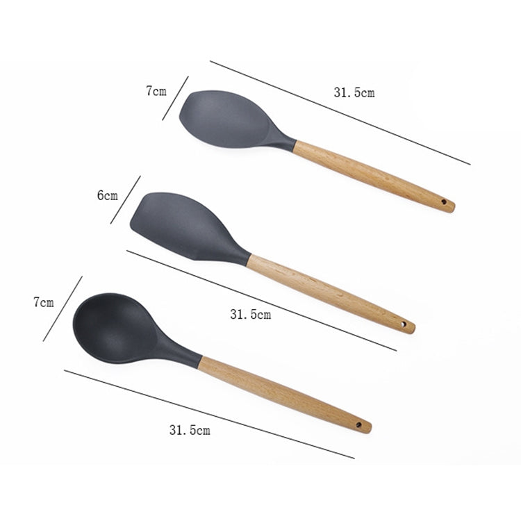 kn020 9 in 1 B Version Wooden Handle Silicone Non-stick Spatula Spoon Kitchen Tool Set, B Version