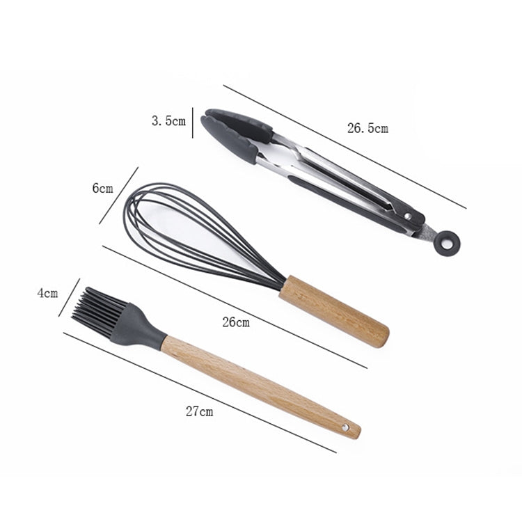 kn020 9 in 1 B Version Wooden Handle Silicone Non-stick Spatula Spoon Kitchen Tool Set, B Version
