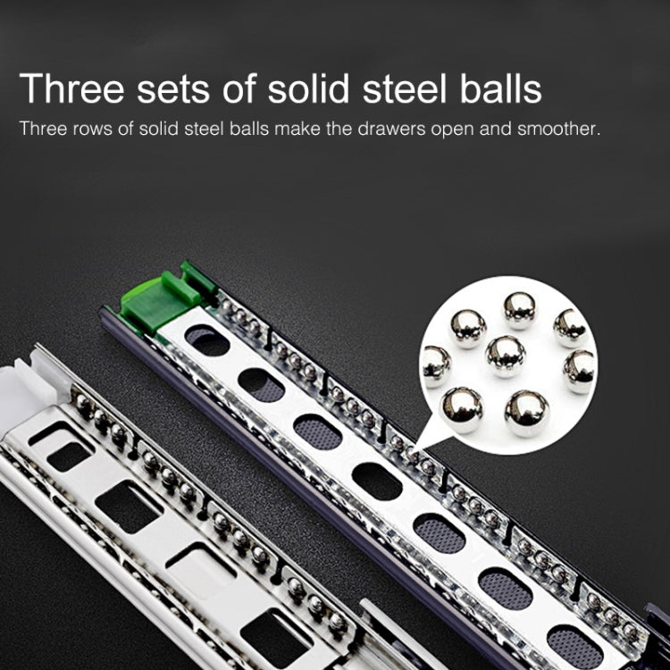 10 inches 3-section Mute Stainless Steel Sliding Drawer Slides Ball Slide Rail Length: 25cm, 10 inches