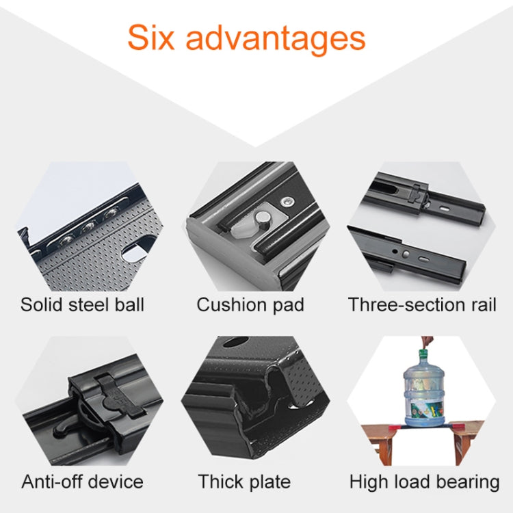 16 inches 3-section Mute Stainless Steel Sliding Drawer Slides Ball Slide Rail Length: 40cm, 16 inches