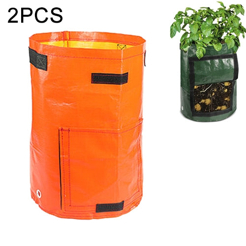 2 PCS 7 Gallons Potato Planting PE Bags Woven Fabric Bags Cultivation Garden Pots Vegetable Planting Bags Grow Bags Farm Garden Supplies, Green, Black, Orange, Yellow Orange HC4637E