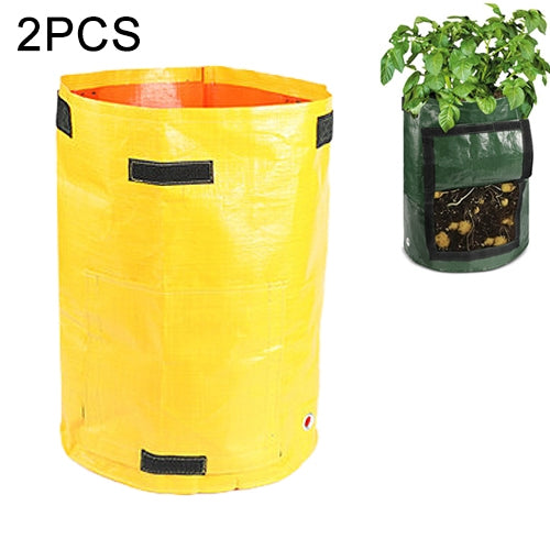 2 PCS 7 Gallons Potato Planting PE Bags Woven Fabric Bags Cultivation Garden Pots Vegetable Planting Bags Grow Bags Farm Garden Supplies, Green, Black, Orange, Yellow Yellow HC4637Y