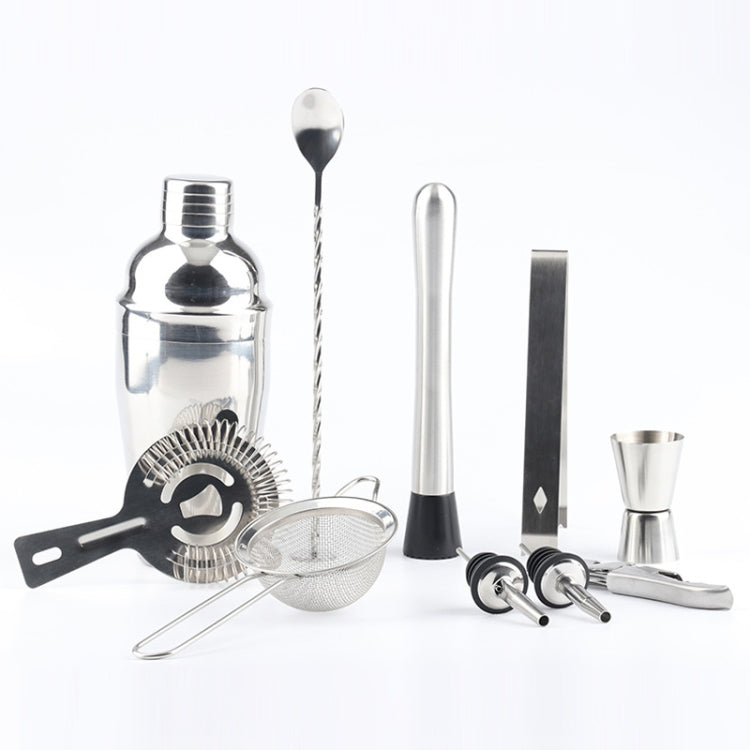 11 in 1 Stainless Steel Cocktail Shaker Tools Set with Wooden Mount, Capacity: 550ml, 550ml