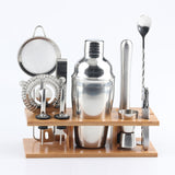 11 in 1 Stainless Steel Cocktail Shaker Tools Set with Wooden Mount, Capacity: 750ml, 750ml 750ml