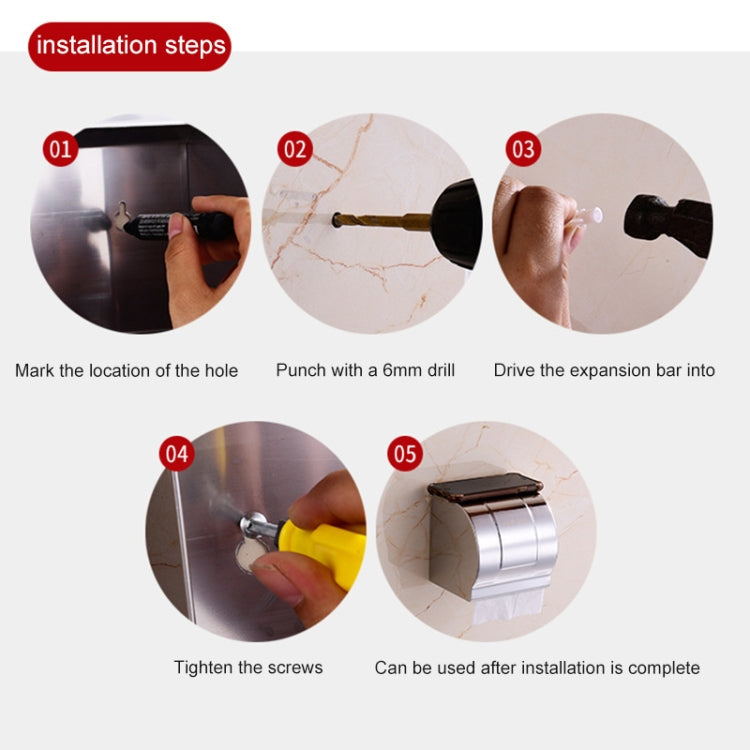 K20 304 Stainless Steel Bathroom Wall-mounted Waterproof Bright Light Paper Towel Roll Holder, K20