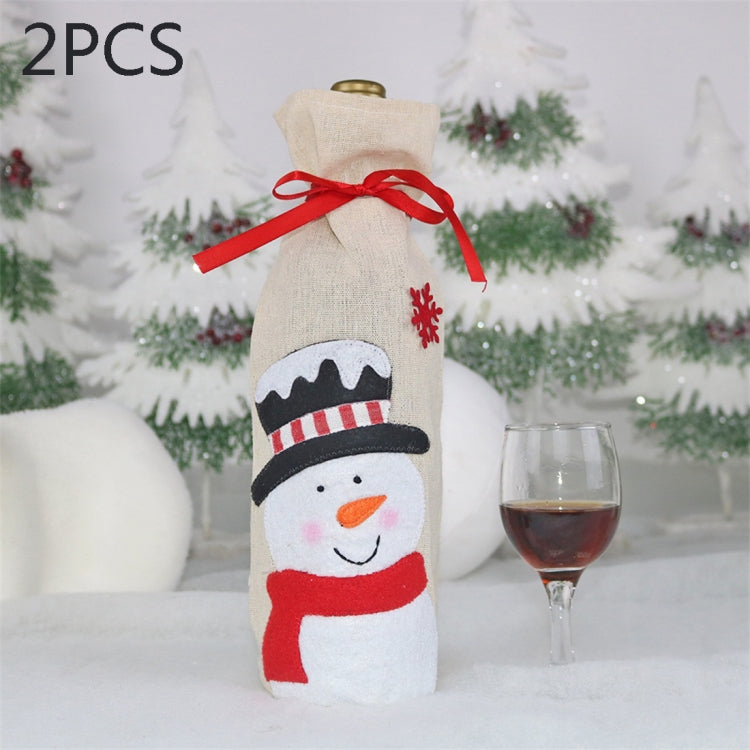 2 PCS CX20215 Snowman Pattern Wine Bottle Bag Christmas Decoration, HC4910A, HC4910B, HC4910C HC4910C
