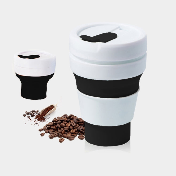 350ml Outdoor Pocket-Sized Coffee Tea Collapsible Travel Mug Silicone Cup with Lid Black