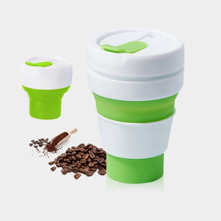 350ml Outdoor Pocket-Sized Coffee Tea Collapsible Travel Mug Silicone Cup with Lid Green