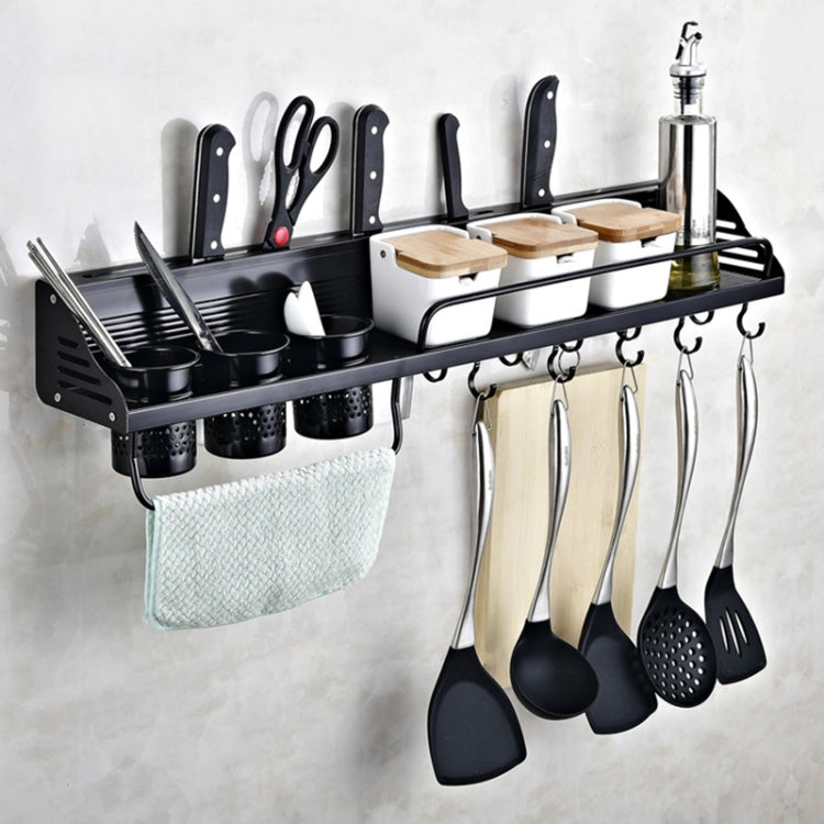 A Version 50cm 1 Cup 8 Hooks Kitchen Multi-function Wall-mounted Condiment Storage Rack, A Version 50cm 1 Cup