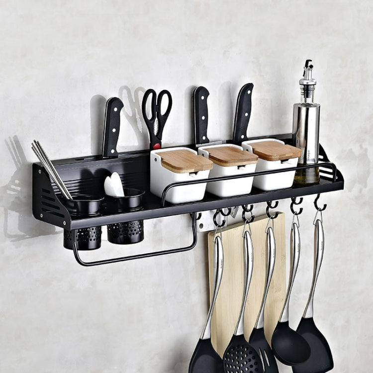 A Version 70cm 2 Cups 10 Hooks Kitchen Multi-function Wall-mounted Condiment Storage Rack, A Version 70cm 2 Cups