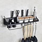 A Version 70cm 2 Cups 10 Hooks Kitchen Multi-function Wall-mounted Condiment Storage Rack, A Version 70cm 2 Cups