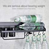 A Version 80cm 2 Cups 10 Hooks Kitchen Multi-function Wall-mounted Condiment Storage Rack, A Version 80cm 2 Cups