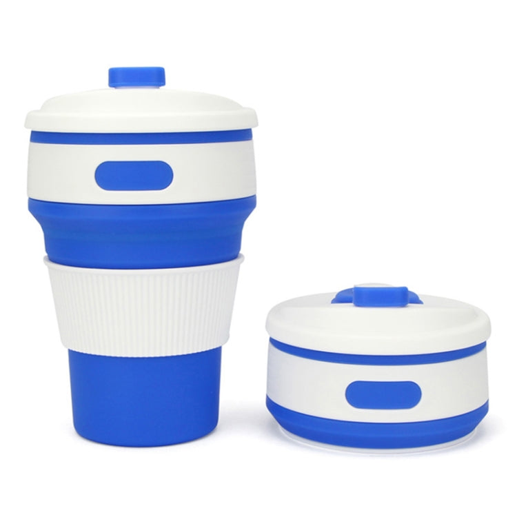 350ml Folding Portable Silicone Coffee Cup Multi-function Travel Cup Dark Blue