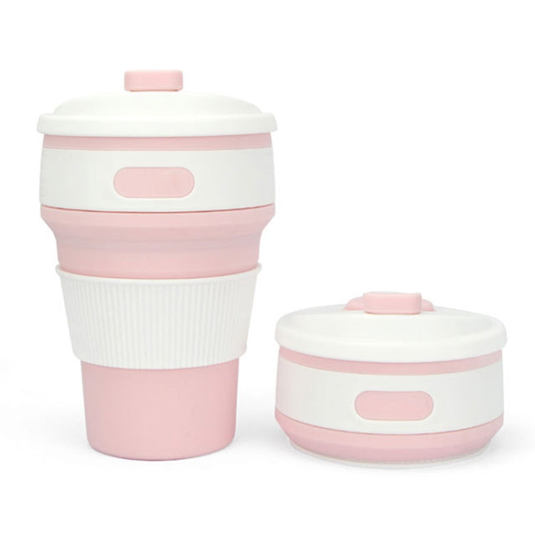 350ml Folding Portable Silicone Coffee Cup Multi-function Travel Cup Pink