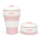 350ml Folding Portable Silicone Coffee Cup Multi-function Travel Cup Pink