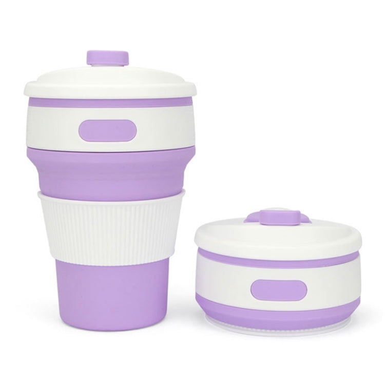 350ml Folding Portable Silicone Coffee Cup Multi-function Travel Cup Purple