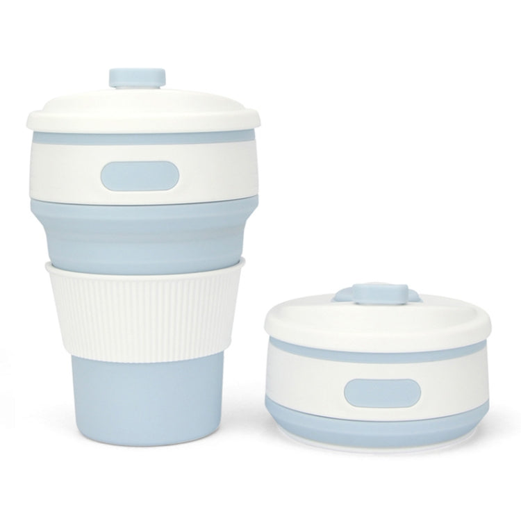 350ml Folding Portable Silicone Coffee Cup Multi-function Travel Cup Baby Blue
