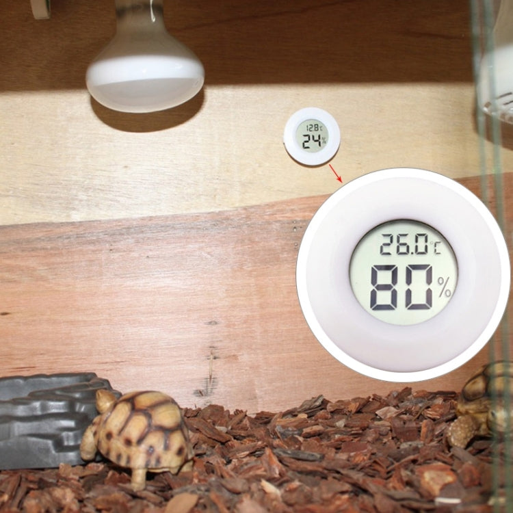 Digital Round Shaped Reptile Box Centigrade Thermometer & Hygrometer with Screen Display