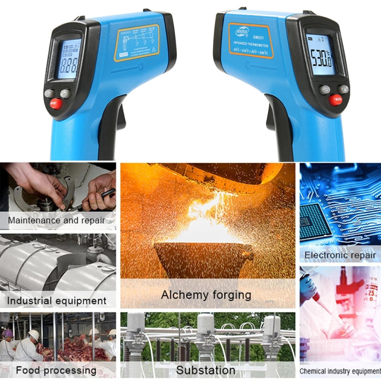 BENETECH GM531 Handheld Thermometer Cooking Digital Infrared Thermometer, Measure Range: -50~530 C, GM531
