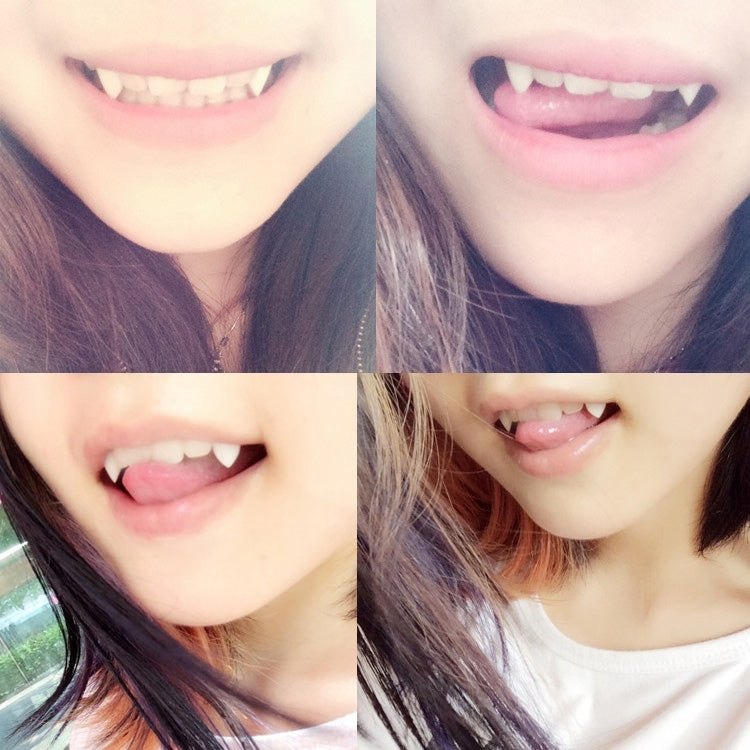 1 Pair 13mm Halloween Party Dentures Props Vampire Zombie Devil Fangs Teeth, 13mm