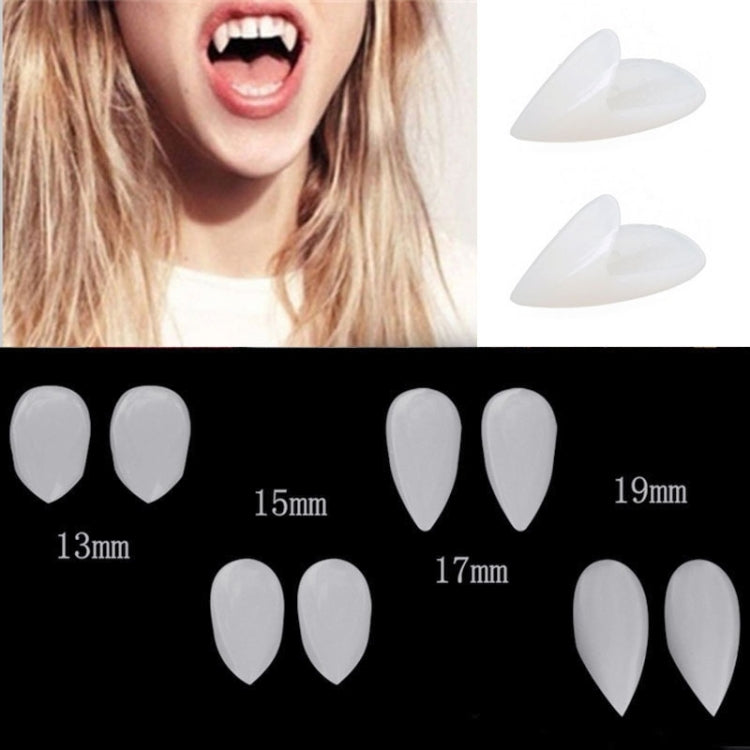 1 Pair 17mm Halloween Party Dentures Props Vampire Zombie Devil Fangs Teeth, 17mm