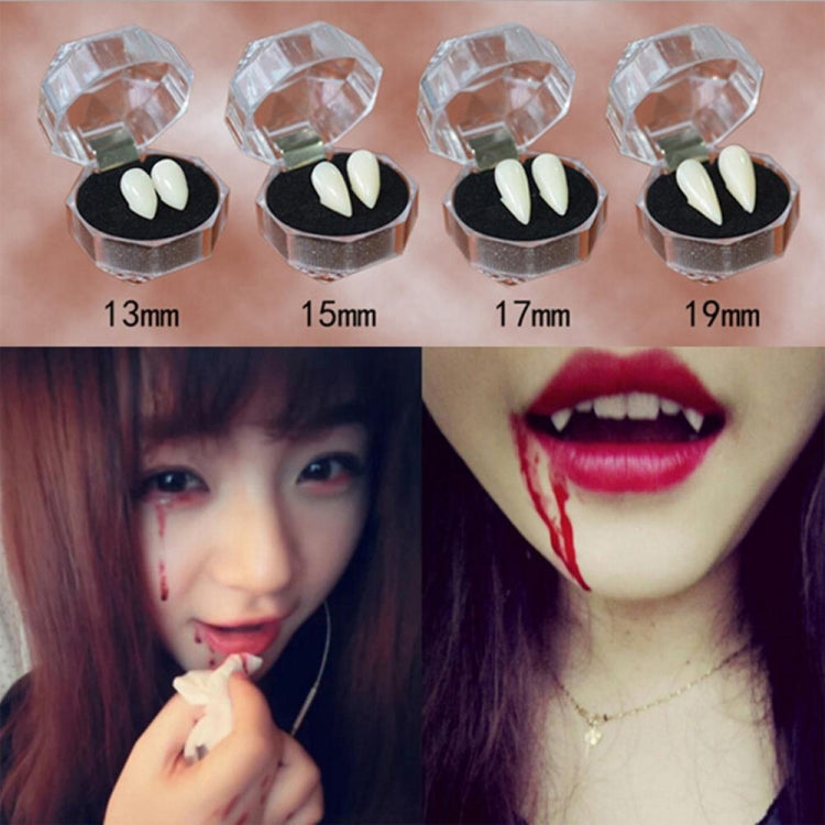 1 Pair 17mm Halloween Party Dentures Props Vampire Zombie Devil Fangs Teeth, 17mm