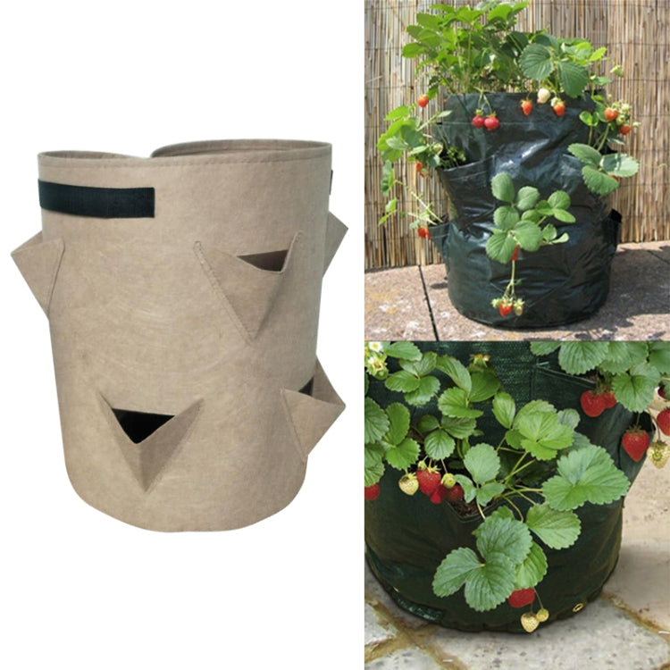 3 Pockets 18L / 5 Gallon Non-woven Felt Strawberry Planting Bag, Size: 23X28cm, Size: 23X28cm Size: 23X28cm Brown