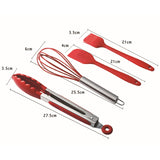 kn7050 10 in 1 Silicone Kitchen Tool Set, Black, Green, Blue, Red