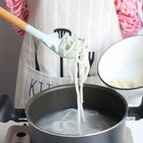 kn082 9 in 1 Wooden Handle Silicone Kitchen Tool Set with Storage Bucket, Black, Pink, Green