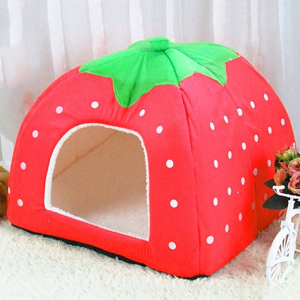 Strawberry Shaped Foldable Short Plush Pet House Nest, Size: M, Purple, Size M, Red, Size M, Pink, Size M, Blue, Size M