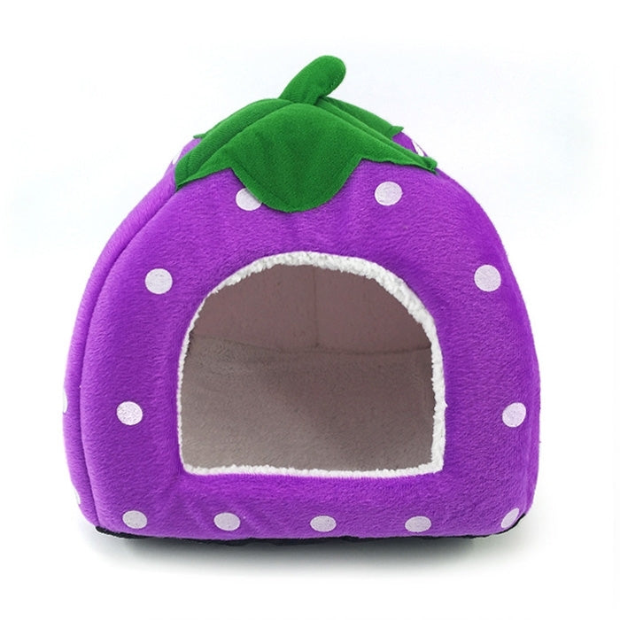 Strawberry Shaped Foldable Short Plush Pet House Nest, Size: M, Purple, Size M, Red, Size M, Pink, Size M, Blue, Size M