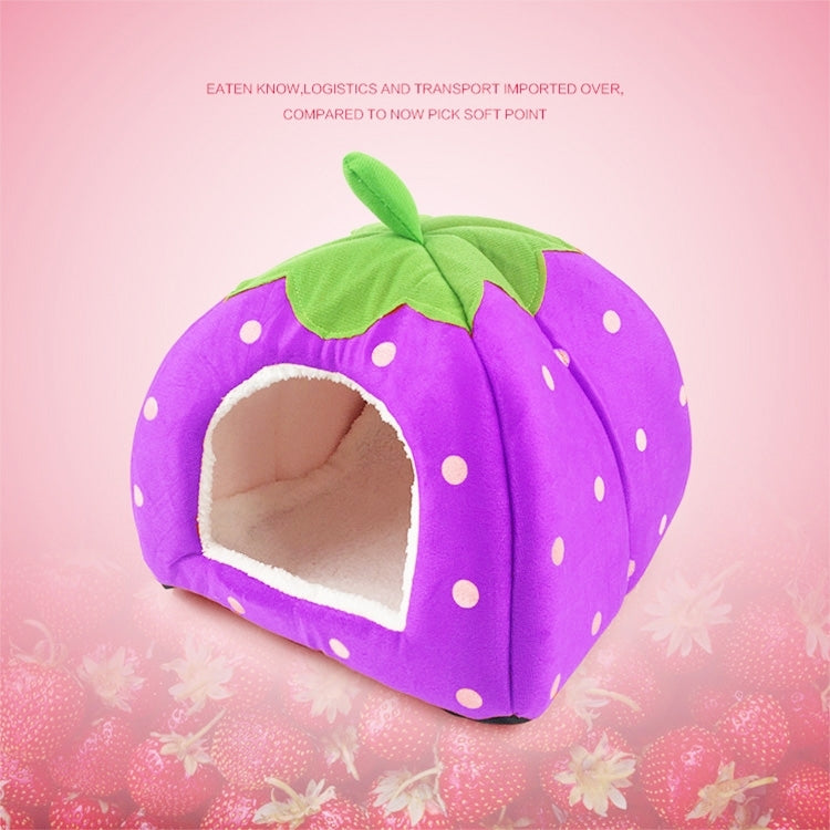 Strawberry Shaped Foldable Short Plush Pet House Nest, Size: M, Purple, Size M, Red, Size M, Pink, Size M, Blue, Size M