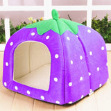 Strawberry Shaped Foldable Short Plush Pet House Nest, Size: M, Purple, Size M, Red, Size M, Pink, Size M, Blue, Size M