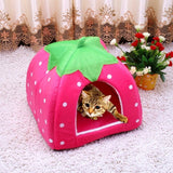 Strawberry Shaped Foldable Short Plush Pet House Nest, Size: M, Purple, Size M, Red, Size M, Pink, Size M, Blue, Size M