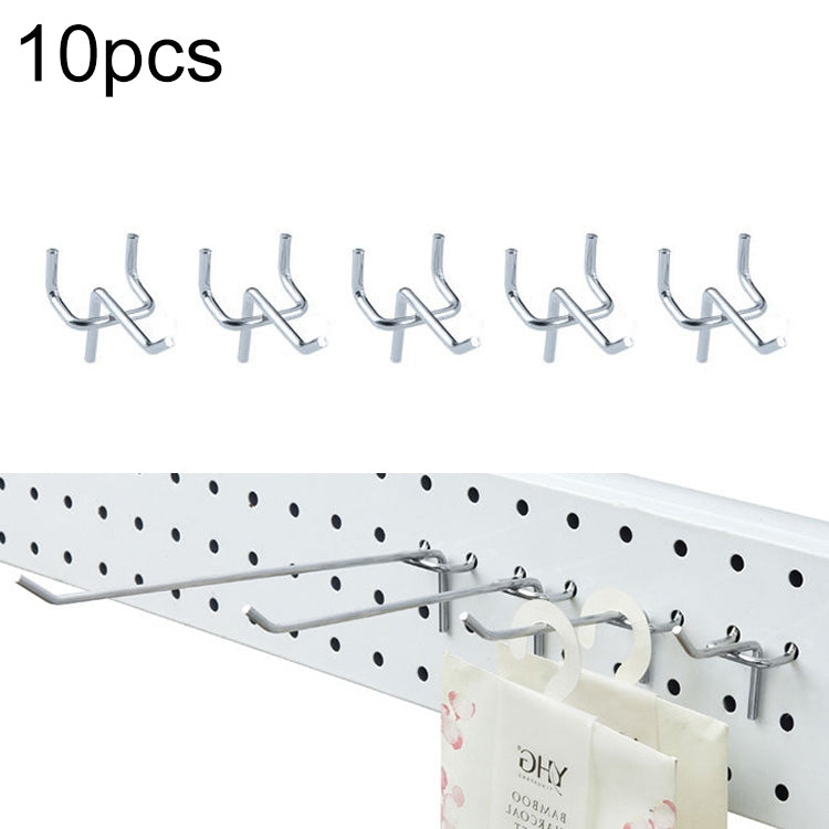 10pcs Supermarket Clothing Shop Pegboard Slat Wall Hook Shelf Hole Plate, Hole Pitch: 2.5cm, Length: 5cm, Wire Diameter: 3.3mm, Length: 5cm Length: 5cm