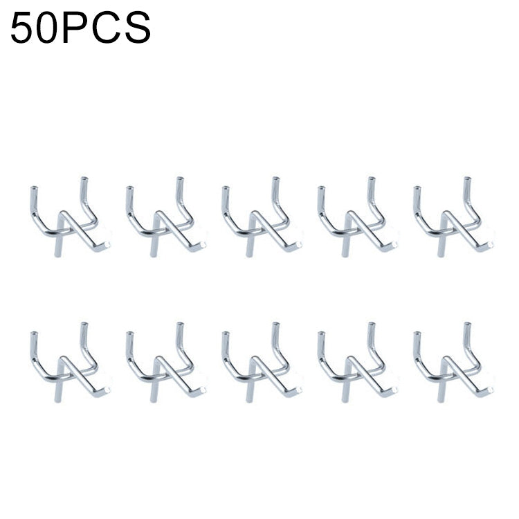 10pcs Supermarket Clothing Shop Pegboard Slat Wall Hook Shelf Hole Plate, Hole Pitch: 2.5cm, Length: 5cm, Wire Diameter: 3.3mm, Length: 5cm