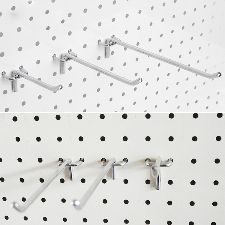 10pcs Supermarket Clothing Shop Pegboard Slat Wall Hook Shelf Hole Plate, Hole Pitch: 2.5cm, Length: 5cm, Wire Diameter: 3.3mm, Length: 5cm