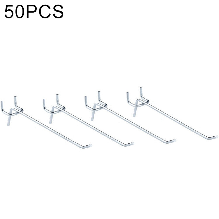 10pcs Supermarket Clothing Shop Pegboard Slat Wall Hook Shelf Hole Plate, Hole Pitch: 2.5cm, Length: 15cm, Wire Diameter: 3.3mm, Length: 15cm