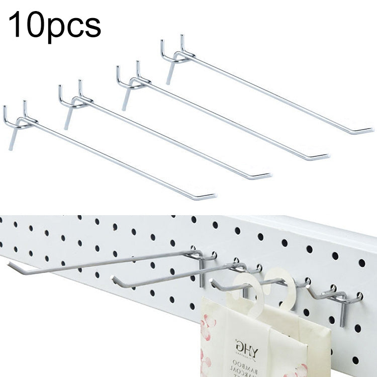 10pcs Supermarket Clothing Shop Pegboard Slat Wall Hook Shelf Hole Plate, Hole Pitch: 2.5cm, Length: 20cm, Wire Diameter: 3.3mm, Length: 20cm Length: 20cm